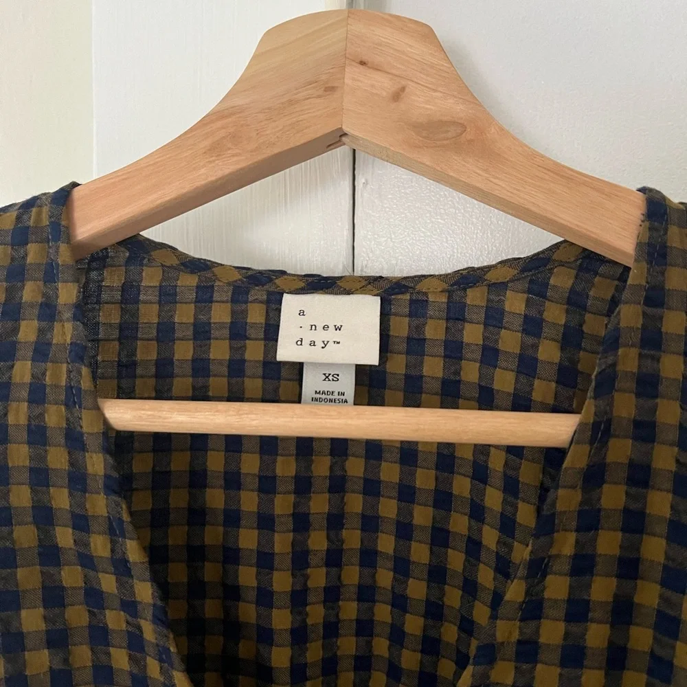 NWOT A New Day Gingham Midi Wrap Cotton Dress Size XS - Picture 3 of 7